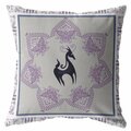 Homeroots 16 in. Horse Indoor & Outdoor Throw Pillow Black Gray & Purple 412406